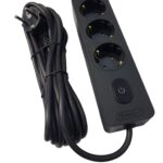 Seldur Üçlü Anahtarlı Topraklı Grup Priz Siyah 3mt - Görsel 1